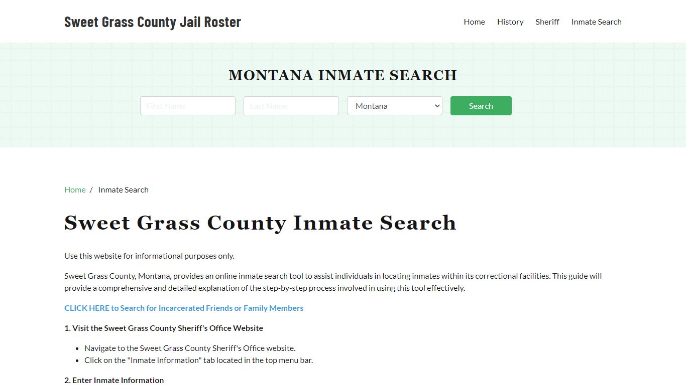 Sweet Grass County, MT Detainee Lookup