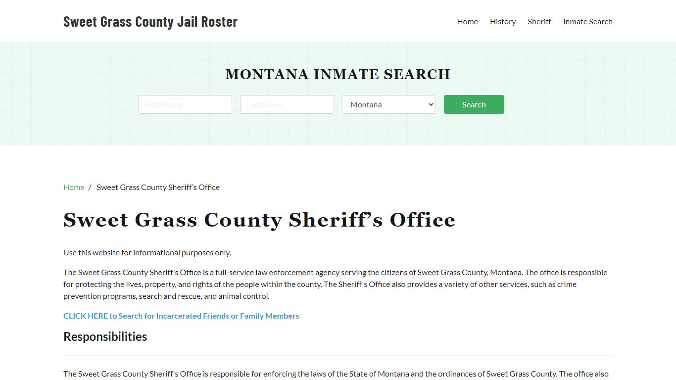 Sweet Grass County Sheriff Office, MT, Arrest Warrants Search