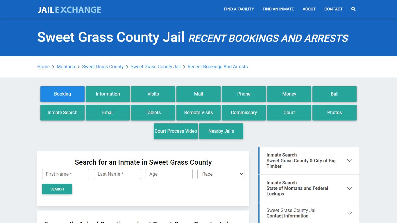 Sweet Grass County Jail & Sheriff Recent Bookings And Arrests